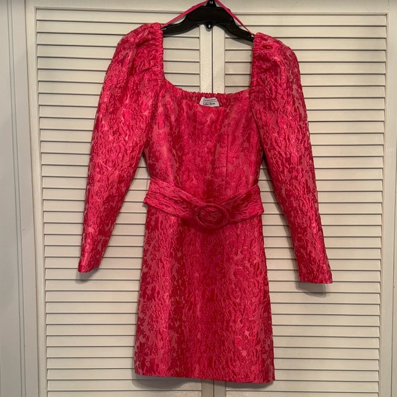 & Other Stories Pink Textured/Jacquard Puffsleeve dress - Picture 1 of 9